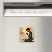 Black Woman Praying | Impasto Abstract Art Magneet (Insitu (Vaatwasser))