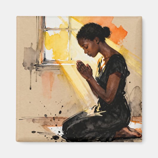 Black Woman Praying | Impasto Abstract Art Magneet (Voorkant)