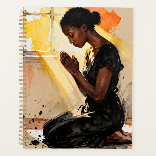 Black Woman Praying | Impasto Abstract Art Planner (Voorkant)
