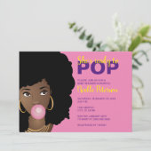 Black Woman Ready to Pop, Bubblegum Theme, Roze Kaart (Staand voorkant)