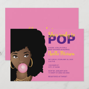 Black Woman Ready to Pop, Bubblegum Theme, Roze Kaart