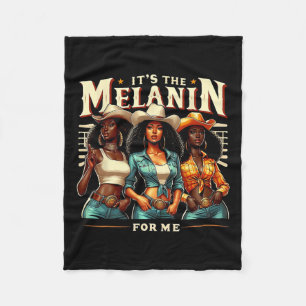 Black Woman Retro Het is de melanine voor mij Blac Fleece Deken