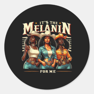 Black Woman Retro Het is de melanine voor mij Blac Ronde Sticker