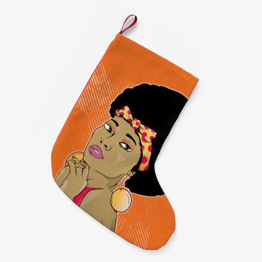 Black Woman Retro Portret Kleine Kerstsok (Voorkant (Hangend))