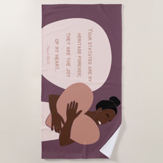 Black Woman Scripting Heart Christelijk Plum Strandlaken (Voorkant)
