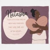 Black Woman Scripting Heart Personalized Plum Fleece Deken (Voorkant (Horizontaal))