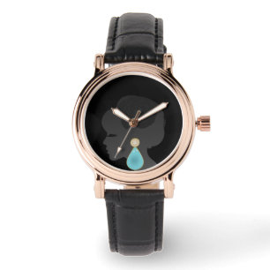 Black Woman Silhouette Dark Glamour Horloge