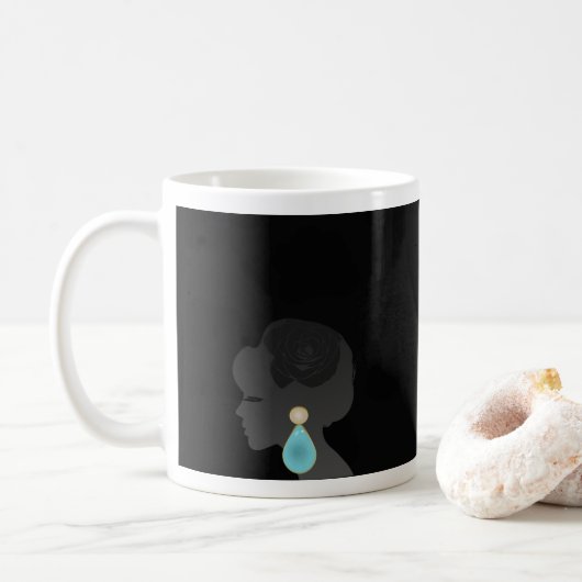 Black Woman Silhouette Dark Glamour Koffiemok (Met donut)