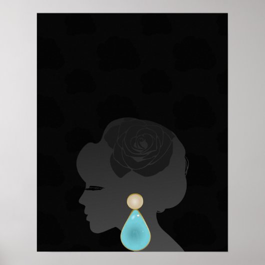 Black Woman Silhouette Dark Glamour Poster (Voorkant)