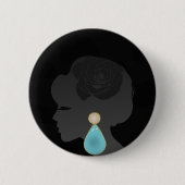Black Woman Silhouette Dark Glamour Ronde Button 5,7 Cm (Voorkant)