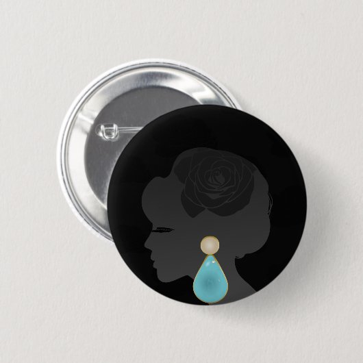 Black Woman Silhouette Dark Glamour Ronde Button 5,7 Cm (Voorkant /achterkant)
