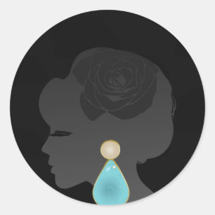 Black Woman Silhouette Dark Glamour Ronde Sticker