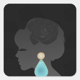 Black Woman Silhouette Dark Glamour Vierkante Sticker