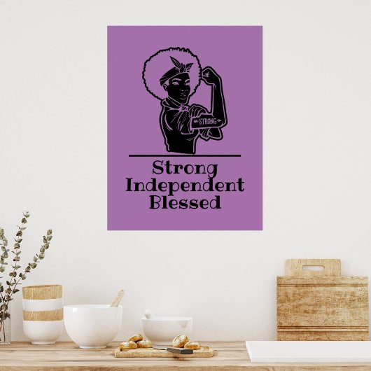 Black Woman Strong Poster (Keuken)