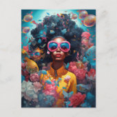 Black Woman Surreal Moderne Pop Fantasy Art Briefkaart (Voorkant)