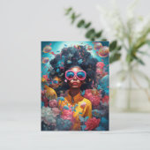 Black Woman Surreal Moderne Pop Fantasy Art Briefkaart (Staand voorkant)