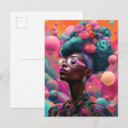 Black Woman Surreal Moderne Pop Fantasy Art Briefkaart (Voorkant / Achterkant)
