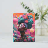 Black Woman Surreal Moderne Pop Fantasy Art Briefkaart (Staand voorkant)