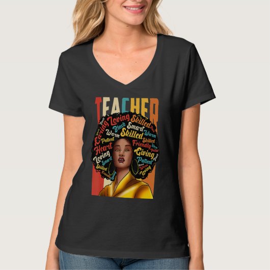 Black Woman Teacher Afro Black History Month_2 T-shirt (Voorkant)
