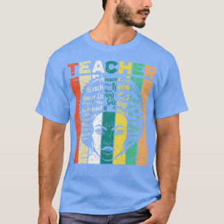 Black Woman Teacher Afro Retro Black History Month T-shirt