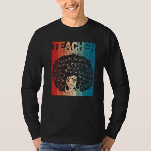Black Woman Teacher Afro Retro Black History Month T-shirt (Voorkant)