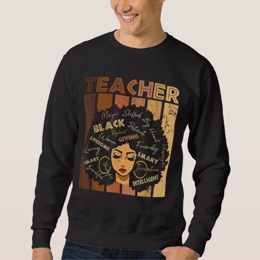 Black Woman Teacher Afro Retro Black History Month Trui (Voorkant)