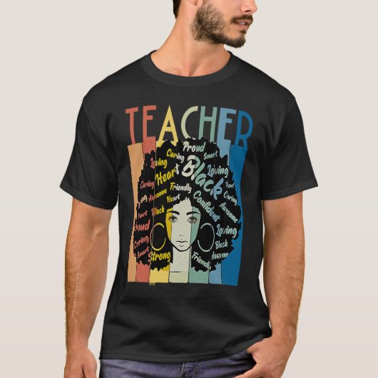 Black Woman Teacher Afro Retro Cool Black History T-shirt (Voorkant)