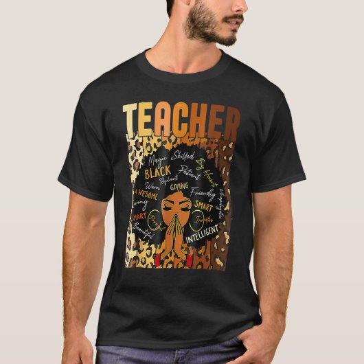 Black Woman Teacher Afro Retro Matching Black Hist T-shirt (Voorkant)