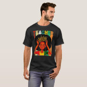 Black Woman Teacher Afro Retro Matching Black Hist T-shirt (Voorkant volledig)