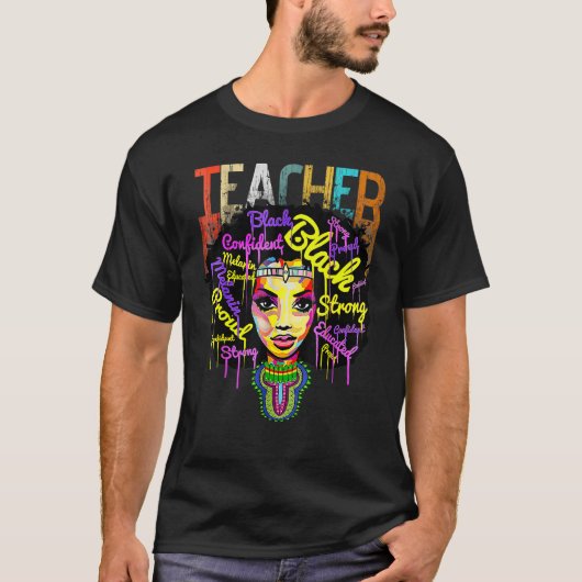 Black Woman Teacher Afro Shirt Black History Month (Voorkant)