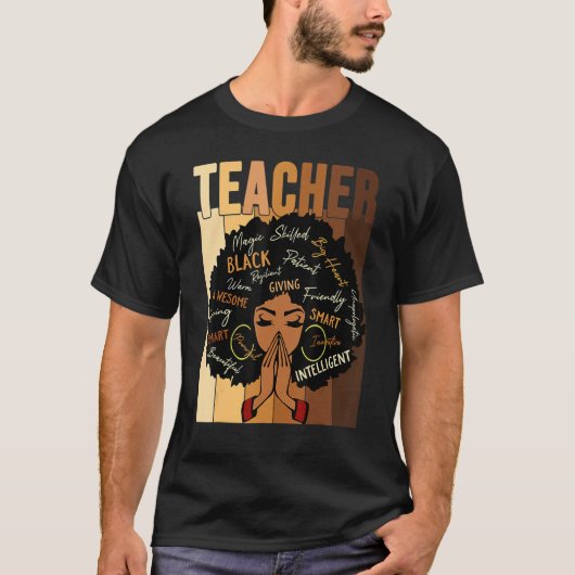 Black Woman Teacher Afro Shirt Black History Month (Voorkant)
