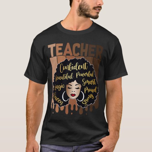 Black Woman Teacher Afro Smart African American Lo T-shirt (Voorkant)