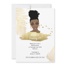 Black Woman w/Shades, Tropical Gold 21st Birthday