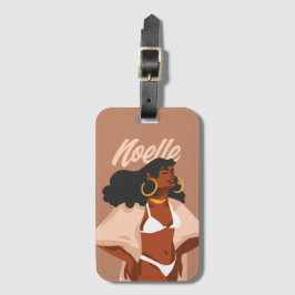 Black Woman, White Bikini, Beach Ready Bagagelabel