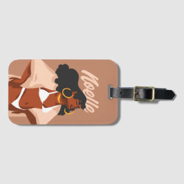 Black Woman, White Bikini, Beach Ready Bagagelabel