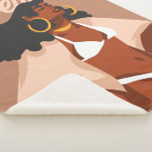 Black Woman, White Bikini, Beach Ready Sherpa Deken (3/4)