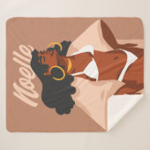 Black Woman, White Bikini, Beach Ready Sherpa Deken (Voorkant (horizontaal))