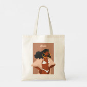 Black Woman, White Bikini, Beach Ready Tote Bag (Achterkant)