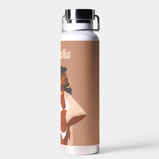 Black Woman, White Bikini, Beach Ready Waterfles (Achterkant)