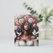 Black Woman With Doves Floral Art Briefkaart (Staand voorkant)