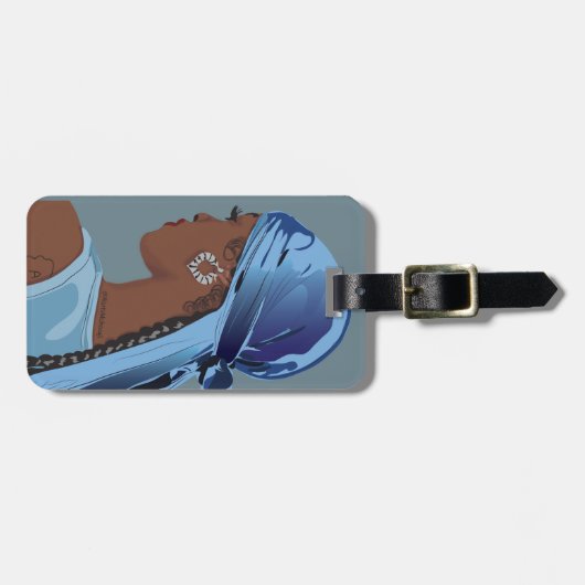 Black woman with durag artwork bagagelabel (Voorkant horizontaal)