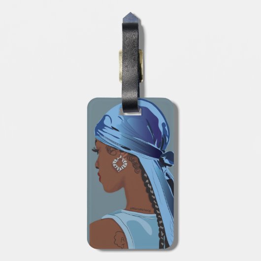 Black woman with durag artwork bagagelabel (Achterkant verticaal)