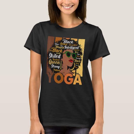 Black Woman Yoga Afro Melanin Cool Black History M T-shirt (Voorkant)