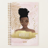 Black Woman, ze dacht dat ze het kon, roze en goud Planner (Voorkant)