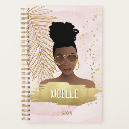 Black Woman, ze dacht dat ze het kon, roze en goud Planner