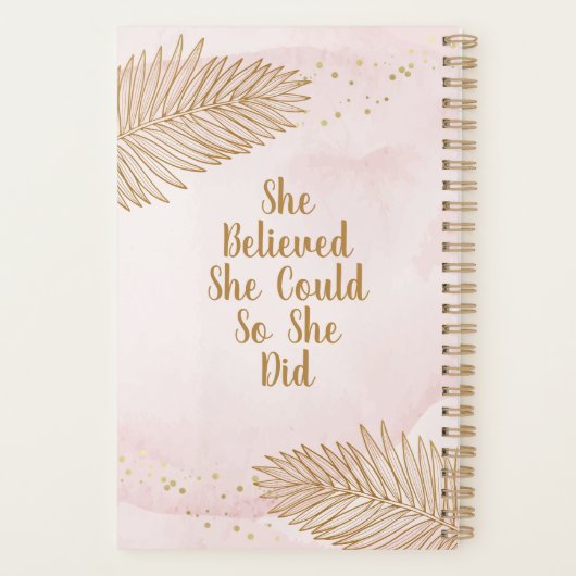 Black Woman, ze dacht dat ze het kon, roze en goud Planner (Achterkant)