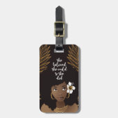 Black Woman, ze dacht dat ze kon, goud en zwart Bagagelabel (Voorkant verticaal)