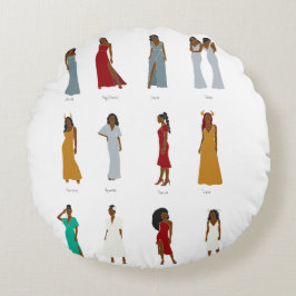 Black Woman Zodiac Pillow Rond Kussen