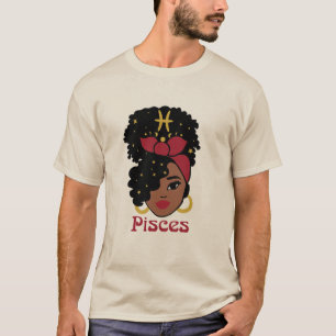 Black Woman Zodiac Pisces T-shirt