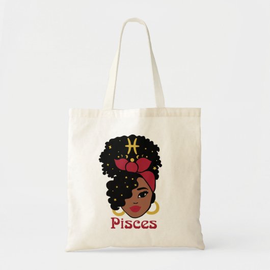 Black Woman Zodiac Pisces Tote Bag (Voorkant)